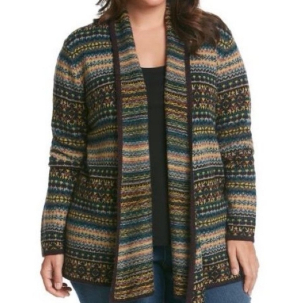 Ruff Hewn wool mohair blend boho neutral colored cardigan size Lg